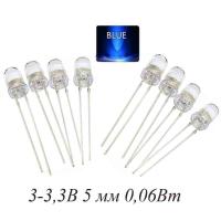 Светодиод-3-3,3В-5-мм-0,06Вт-синий-цвет