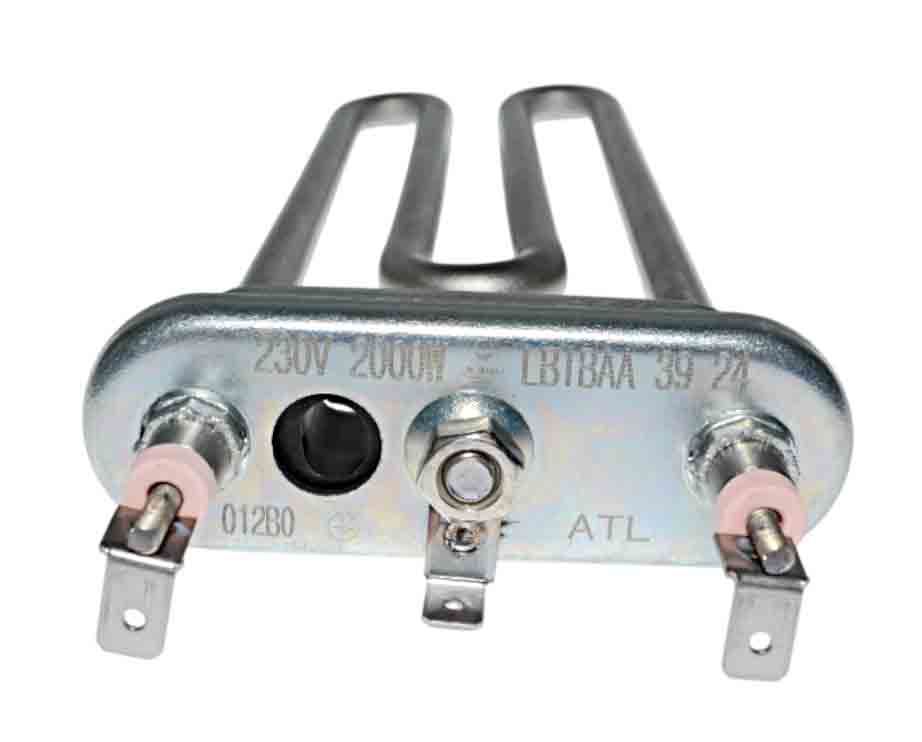 ТЭН стиральной машины 2000Вт 230B L=205мм HTR123, с отверстием под датчик Bosch.Hansa