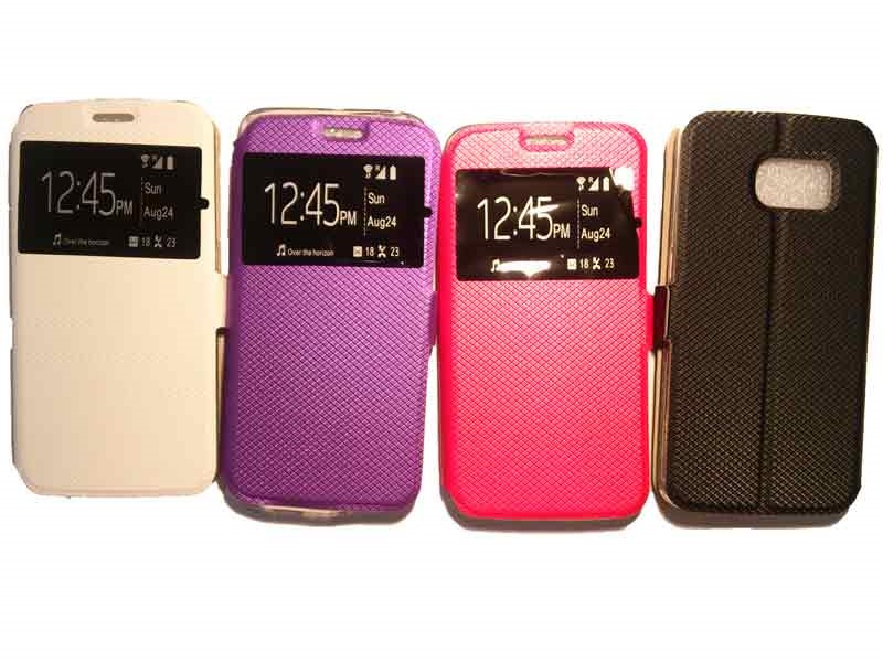 Чехол Samsung Galaxy S6 edge SM-G925F книжка силикон/ иск. кожа плетёный дизайн с прозрачным окном