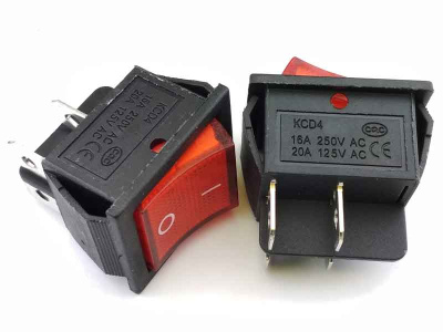 Переключатель-клавишный-KCD4-201N11CRBA-(красный)-16А-250В