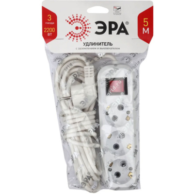 Удлинитель сетевой 3 гнезда 5м ЭРА