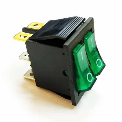 36-2412-vyklyuchatel-klavishnyj-250v-15a-6s-on-off-zelenyj-s-podsvetkoj-dvojnoj-rexant