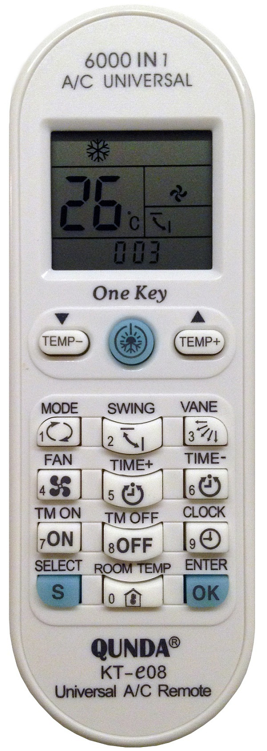 Пульт универсальный для кондиционеров  KT-e08 6000 в 1 (QUNDA)