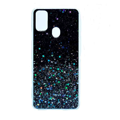 Чехол Samsung Galaxy M21S бампер силикон - черный со звездочками